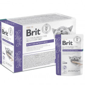 Мокра храна за котки Brit Grain & Gluten-Free VD Cat Pouch fillets in Gravy Gastrointestinal подходящ като помощ при лечение на храносмилателни разстройства,агнешко филе в сос грейви